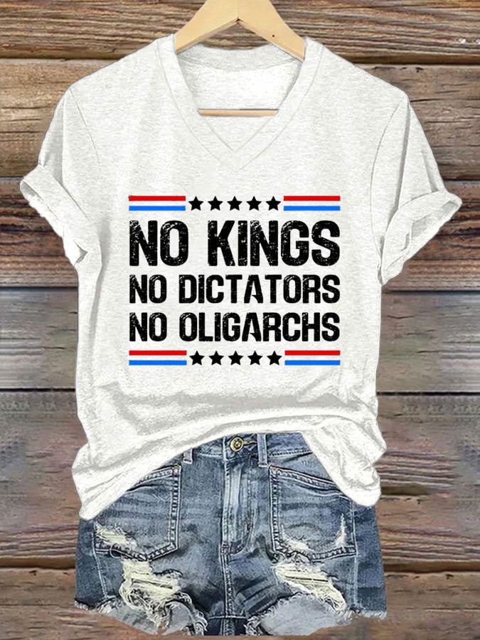 Women's FDT "NO KINGS NO DICTATORS NO OLIGARCHS" Printed Casual T-Shirt