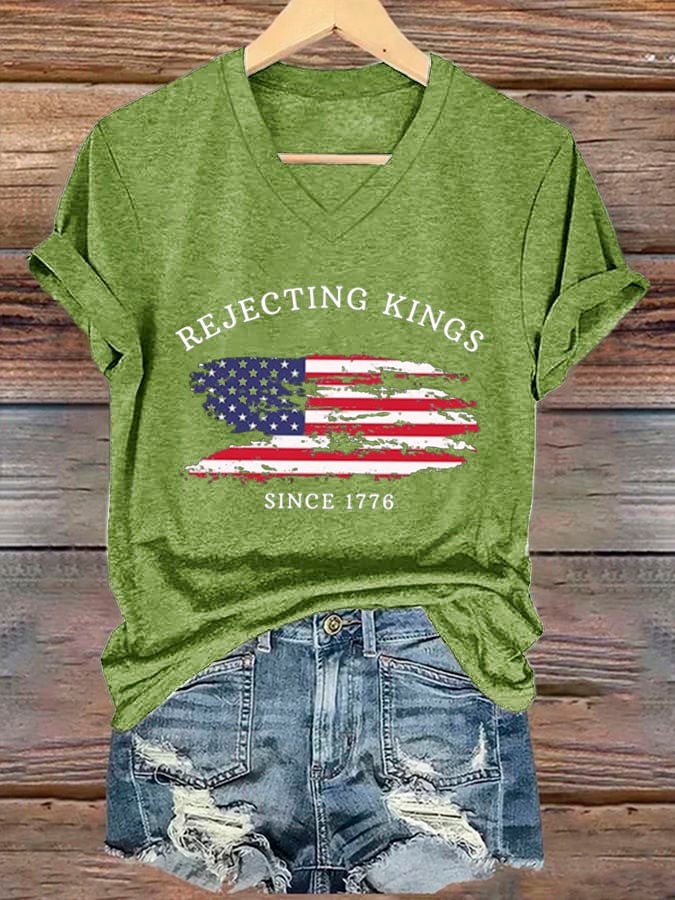 Women's Rejecting Kings Since 1776 Printed Casual T-Shirt