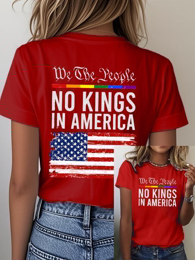 Women's casual retro reject the king print T-shirt