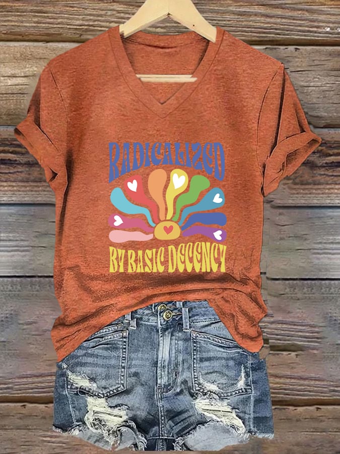 Women's FDT “RADICALIZED BY BASIC DECENCY” Print Casual T-Shirt