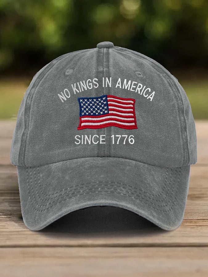 Unisex distressed washed FDT NO KINGS IN AMERICA SINCE 1776 printed hat