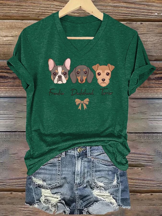Women's FDT Cute dog Print T-Shirt