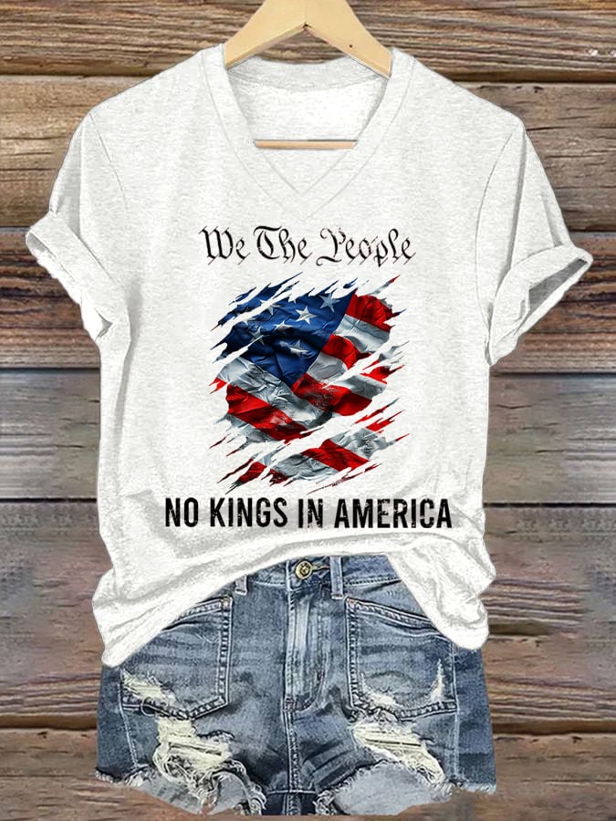 Women's No Kings In America Printed Casual T-Shirt