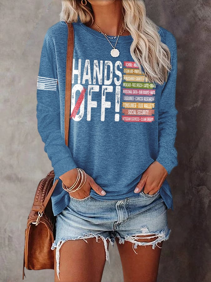 Women's Retro Hands Off Protest Print T-Shirt