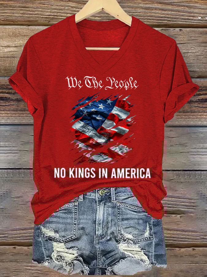 Women's No Kings In America Printed Casual T-Shirt