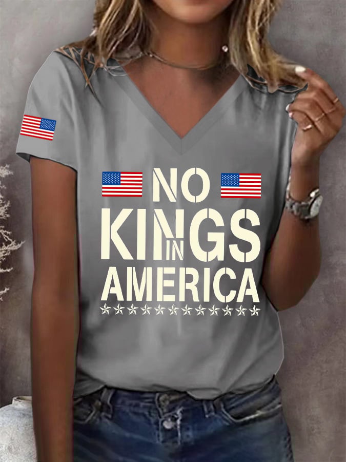 Women's No Kings In America Printed Casual T-Shirt