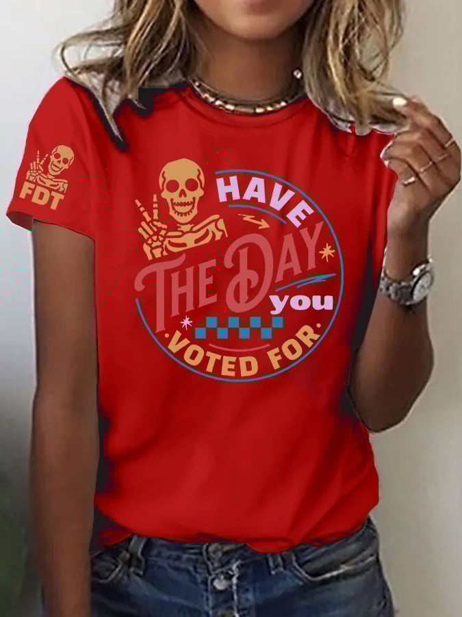 Women's Fashion Casual Own Your Vote FDT Printed T-shirt