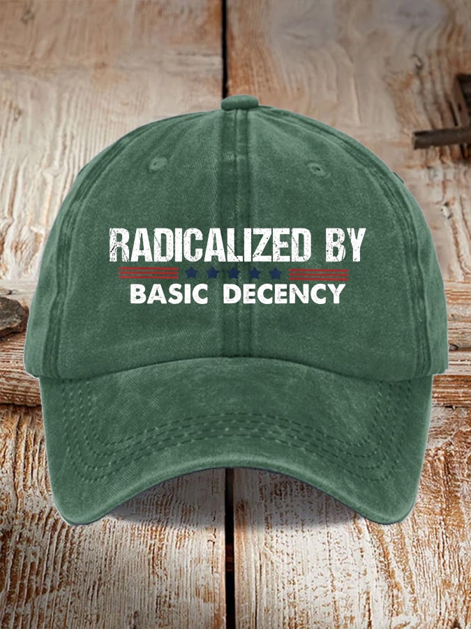 Unisex washed Radicalized by Basic Decency printed hat