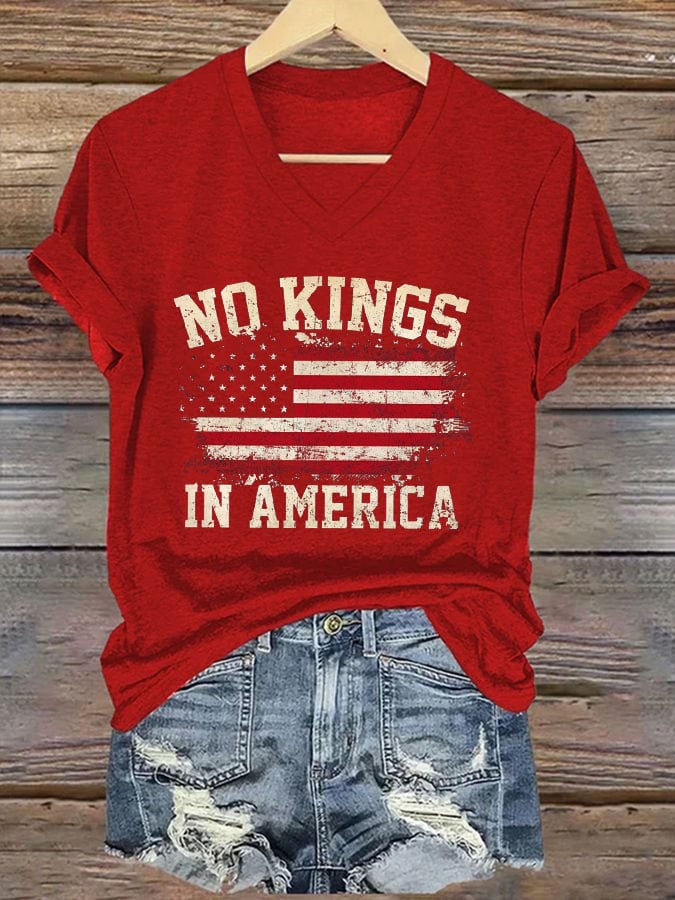 Women's No Kings In America Print Casual T-Shirt
