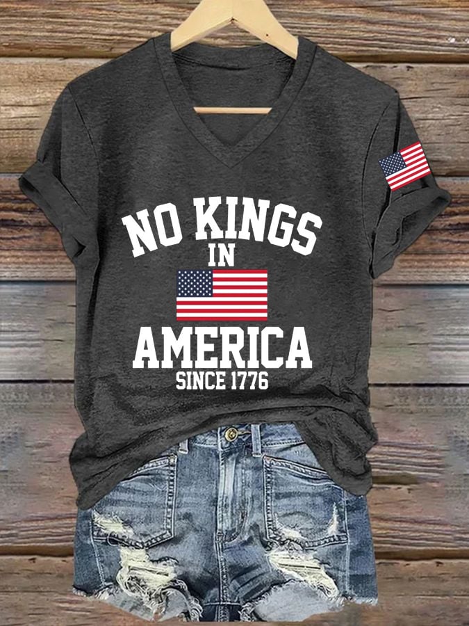 Women's No Kings In America Printed Casual T-Shirt