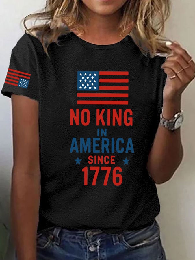 Women's No Kings In America Print Casual T-Shirt