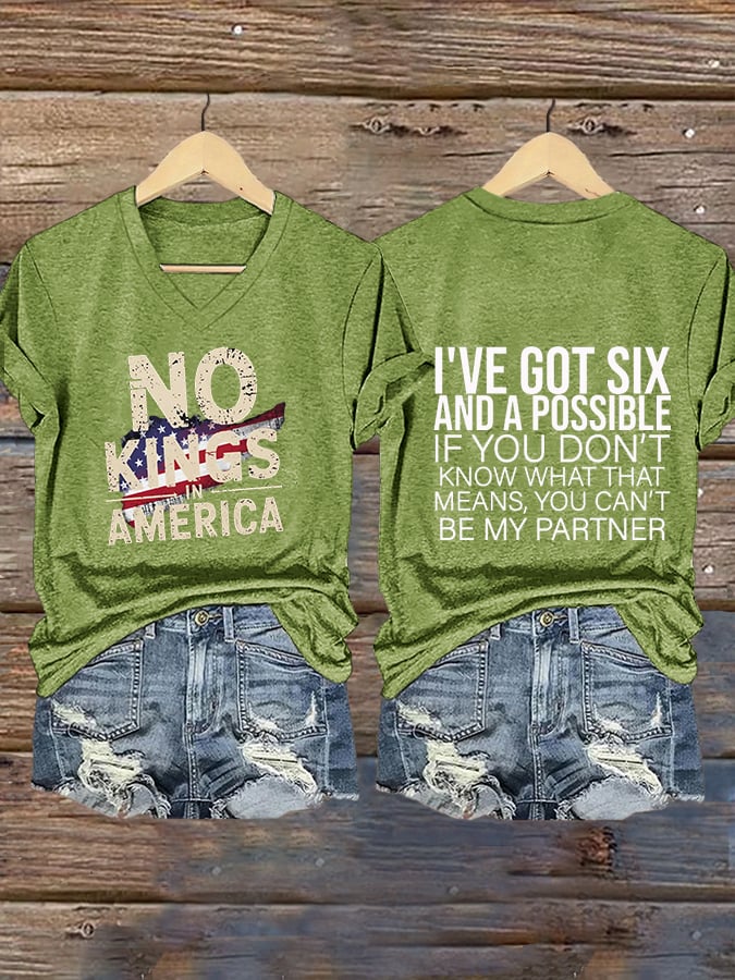 Women's  No Kings Printed Casual T-Shirt