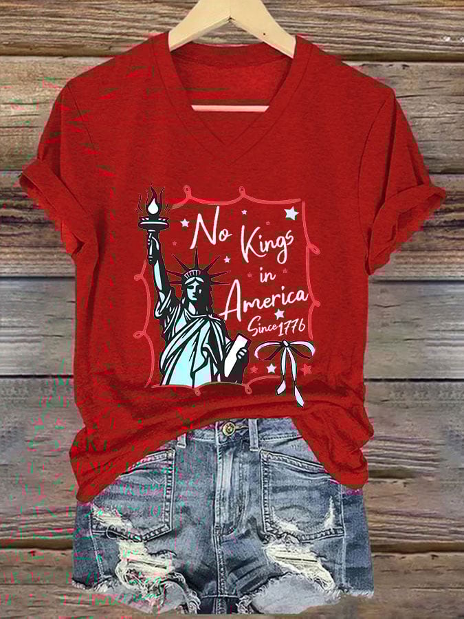 Women's No Kings In America Printed Casual T-Shirt
