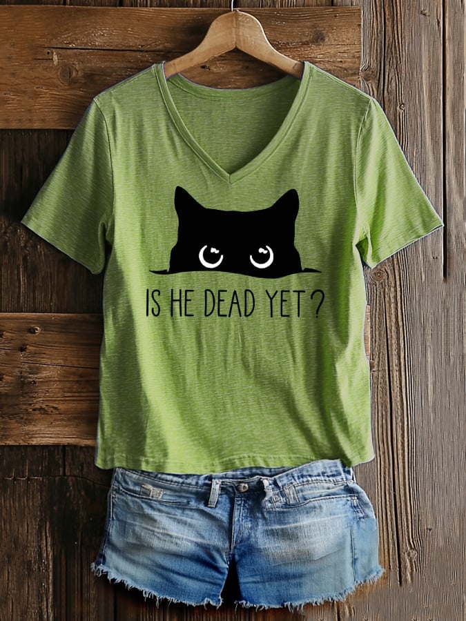 Women's Fashion Casual Is He Dead? Printed FDT Short Sleeve T-shirt