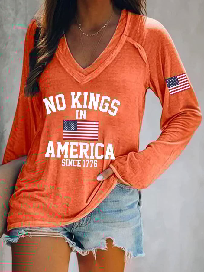 Women's  No King in America Print Casual T-shirt