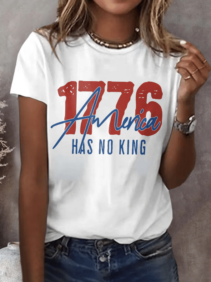 Women's Fashion Casual American Kingless Print T-Shirt