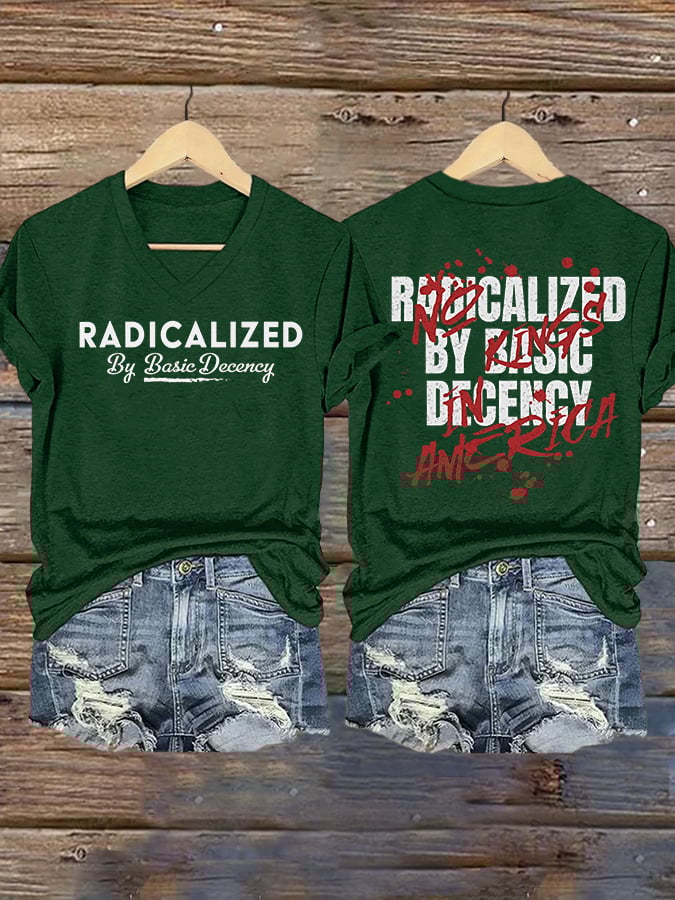 Women's Fashion Casual Radicalized By Basic Decency Printed Fdt Short-Sleeved T-Shirt