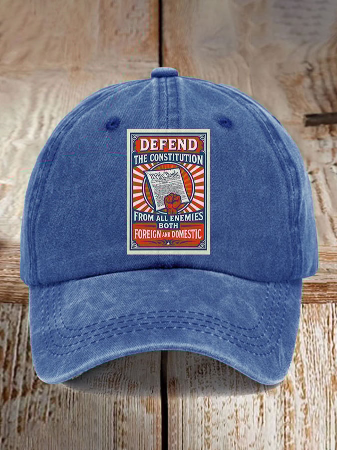 Retro Defend The Constitution From All Enemies Both Foreign And Domestic Print Baseball Cap