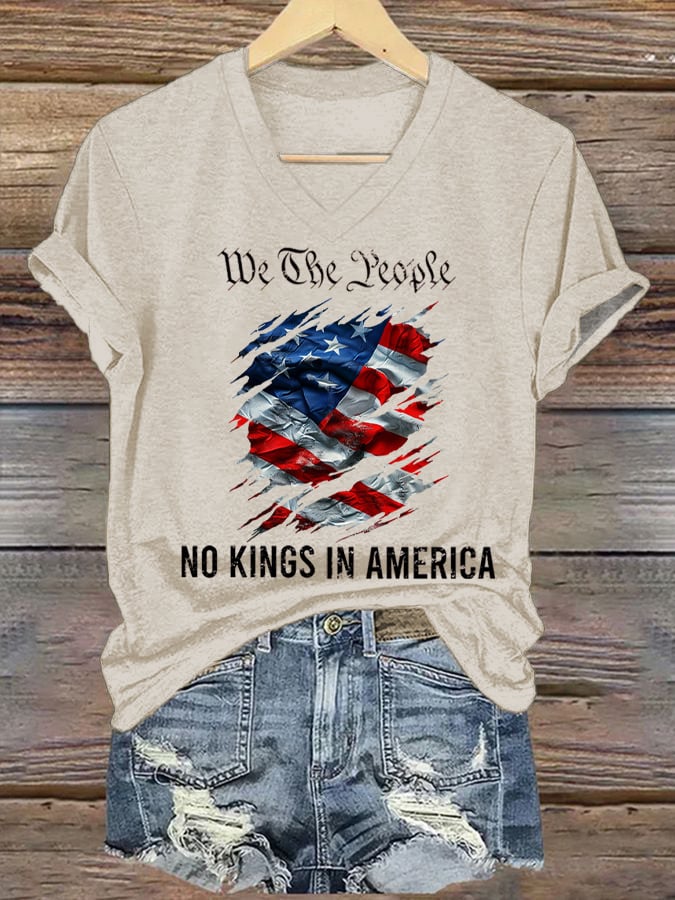 Women's No Kings In America Printed Casual T-Shirt
