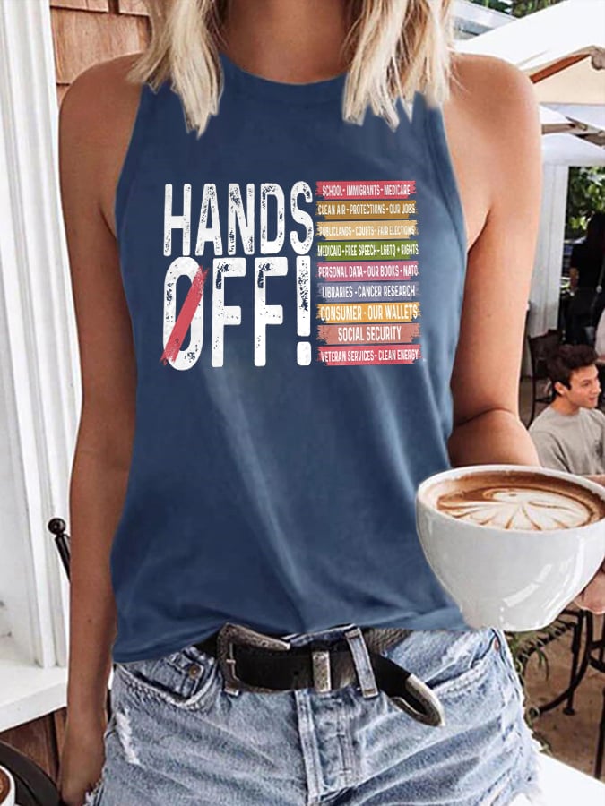 Women's Retro Hands Off Protest Print Tank Top