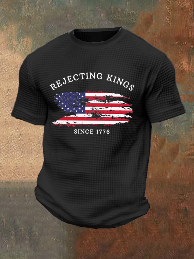 Men's Rejecting Kings Since 1776 Print Casual Waffle T-Shirt