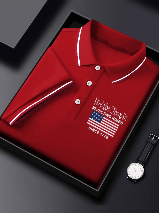 Men'S Rejecting Kings Since 1776 Print Casual Polo Shirt