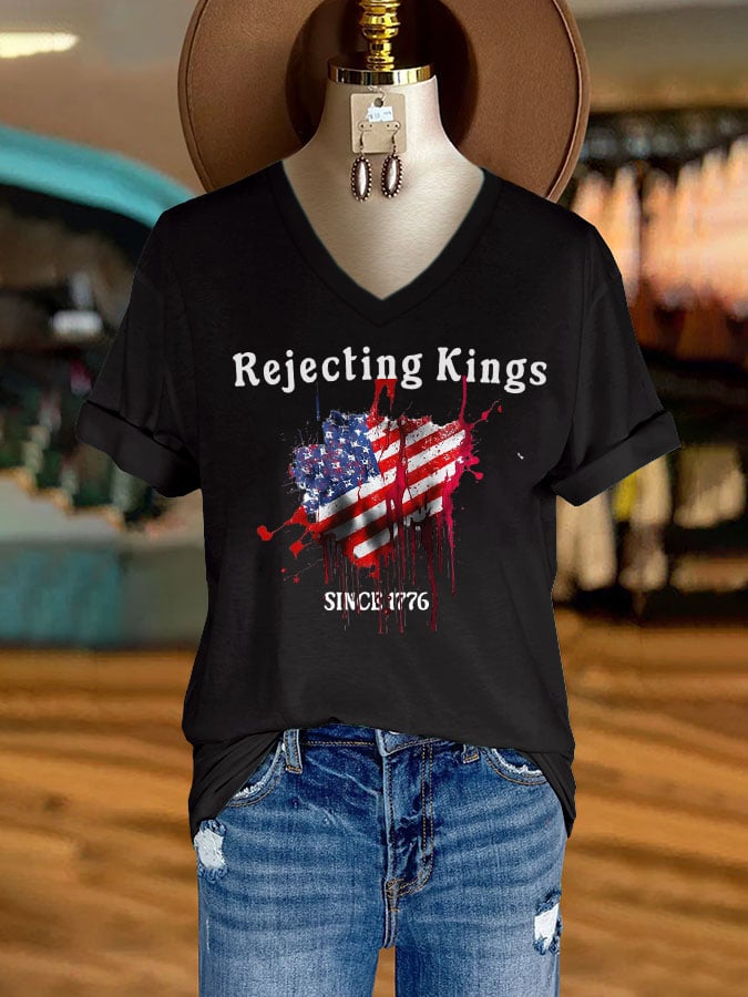 Women's Fashion Casual Reject The King Print T-Shirt