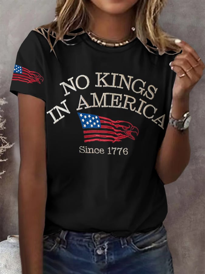 Retro Retro No Kings In America Since 1776 Print T-Shirt