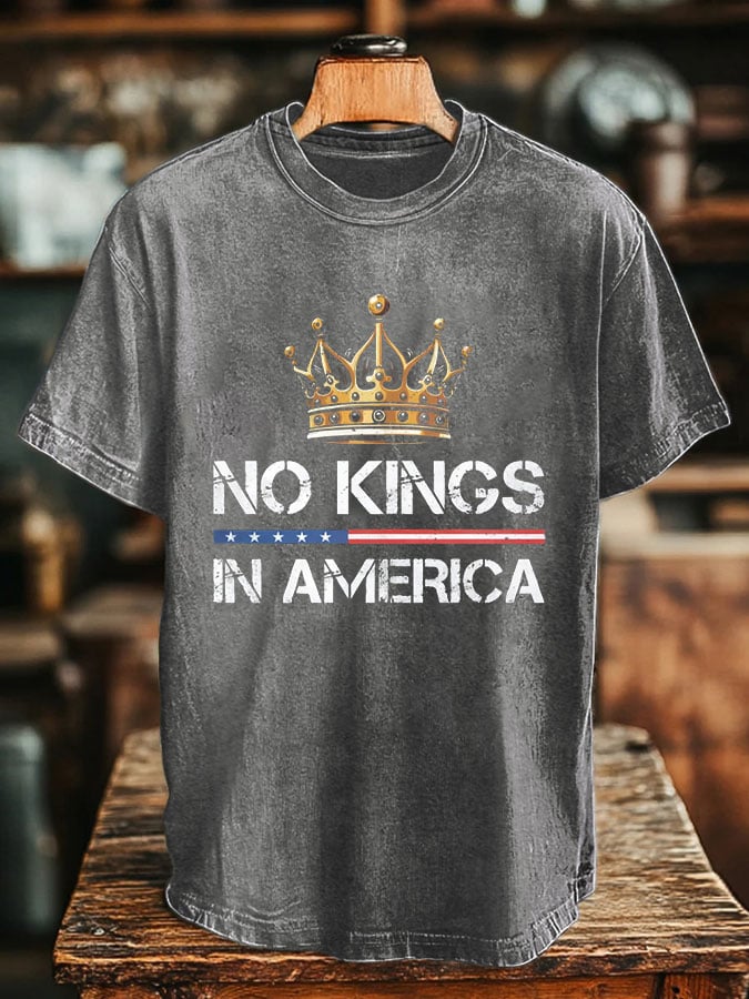 Men's No Kings In America Design Print T-Shirt