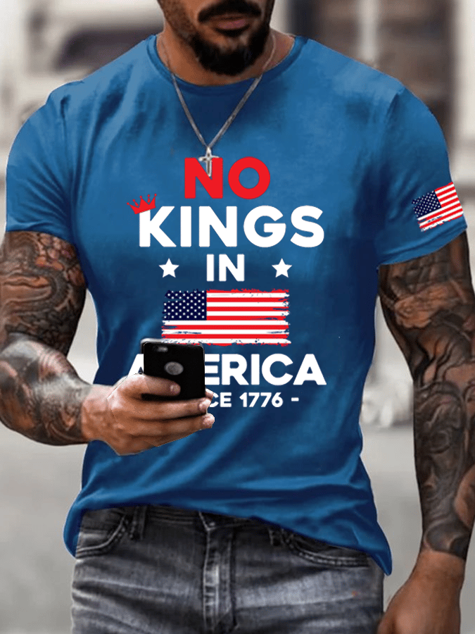 Men's No King In America Printed Casual T-Shirt