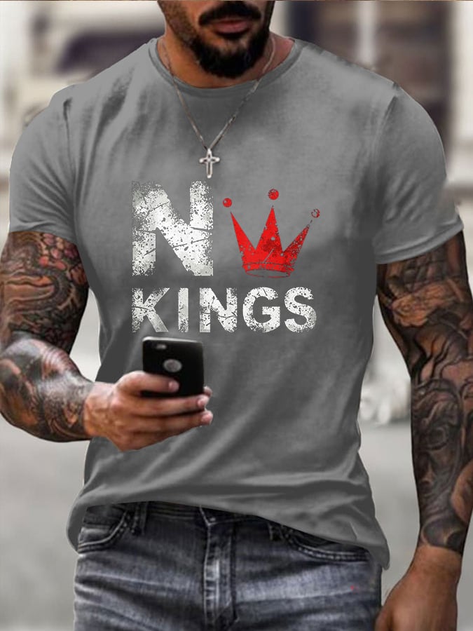 Men's FDT NO KINGS printed casual T-shirt