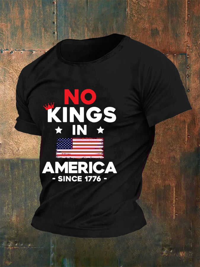 Men's  ”No King in America SINCE 1776“ Print Casual  T-Shirt