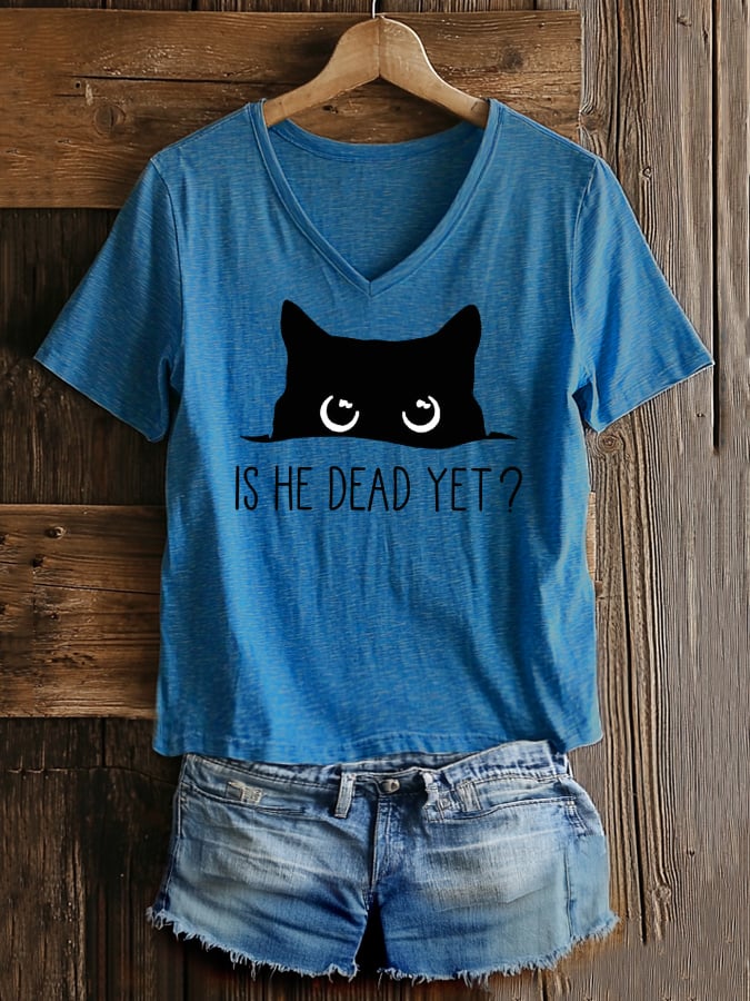 Women's Fashion Casual Is He Dead? Printed FDT Short Sleeve T-shirt