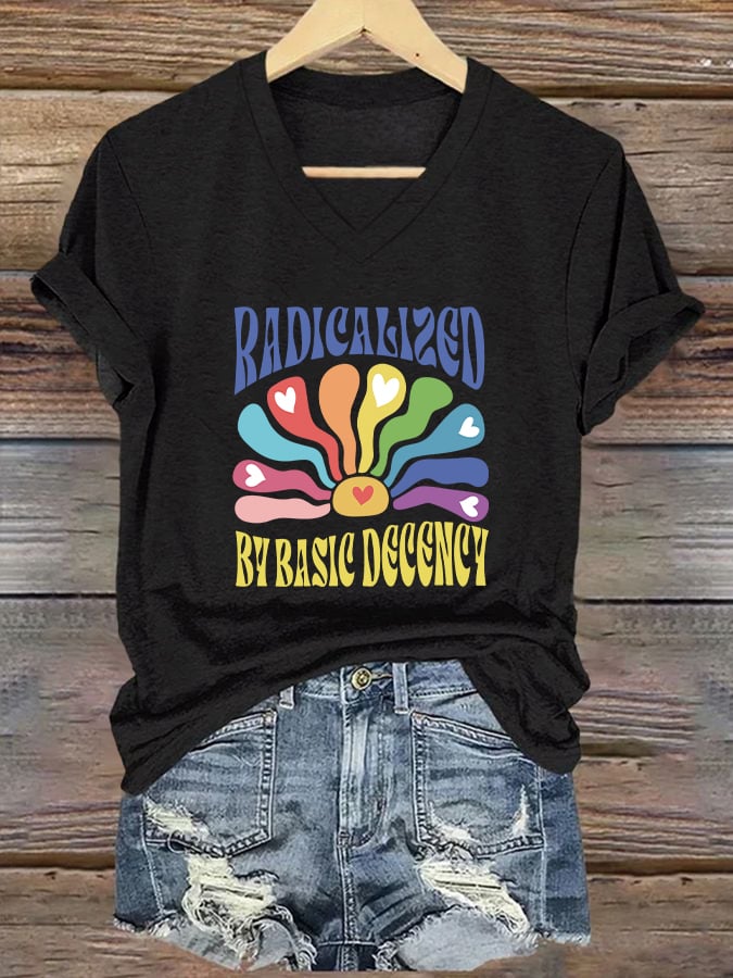 Women's FDT “RADICALIZED BY BASIC DECENCY” Print Casual T-Shirt