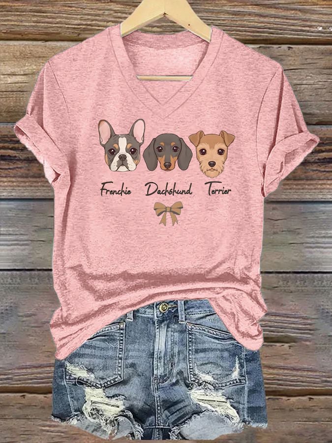 Women's FDT Cute dog Print T-Shirt