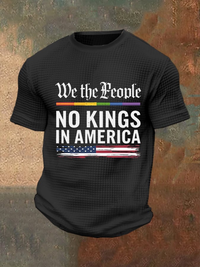 Men's Fashion Casual American Kingless Printed Waffle T-Shirt