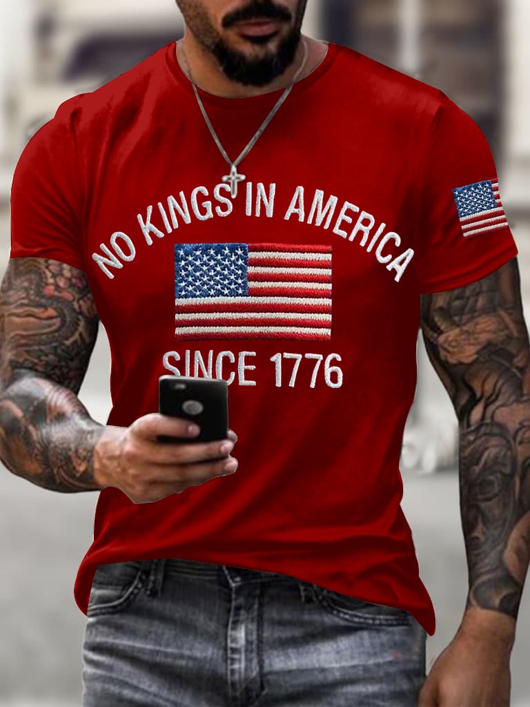 Men's No Kings In America Print Casual T-shirt