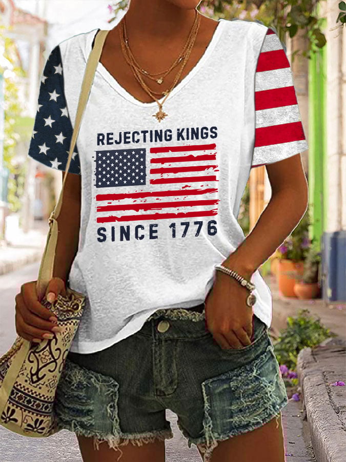 Women's Casual Fashion American Kingless Printed T-Shirt