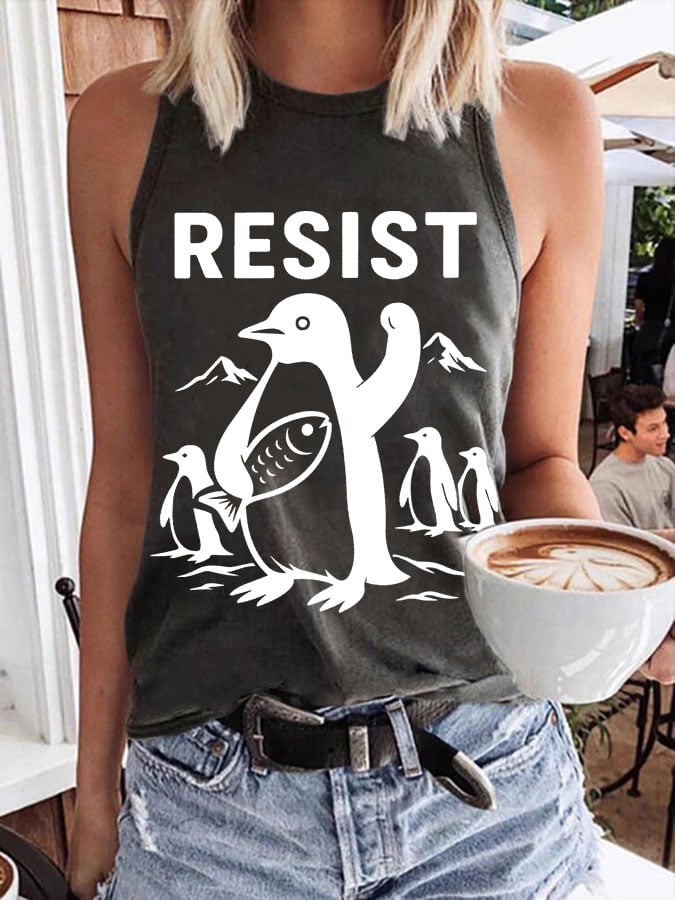 Women's Penguins Resist Print Tank Top