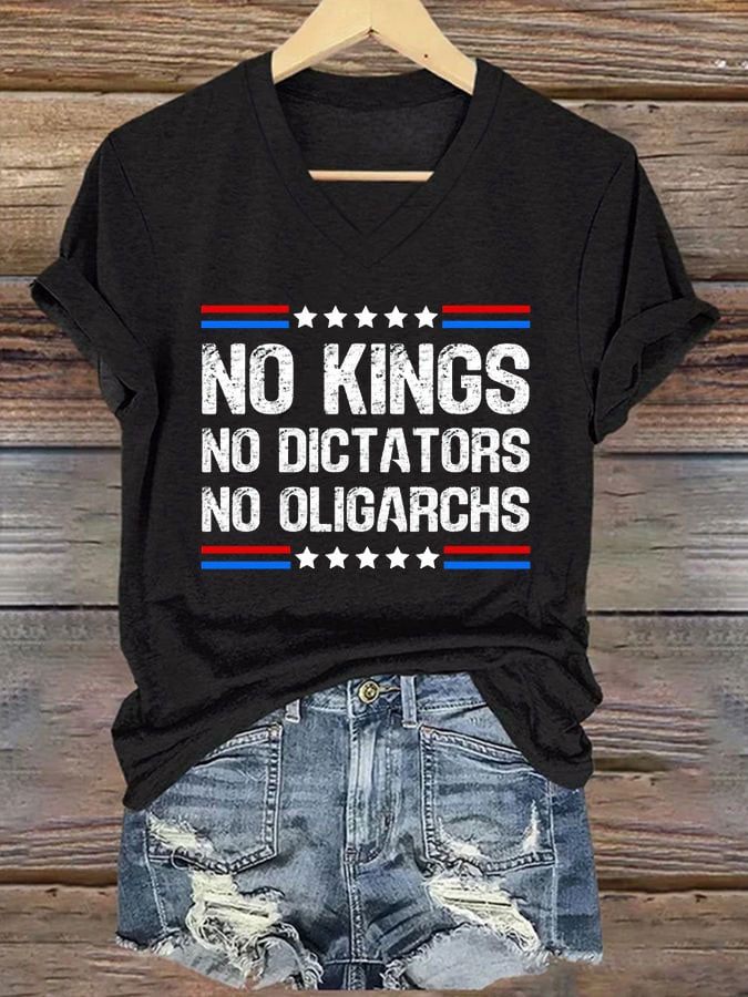 Women's FDT "NO KINGS NO DICTATORS NO OLIGARCHS" Printed Casual T-Shirt