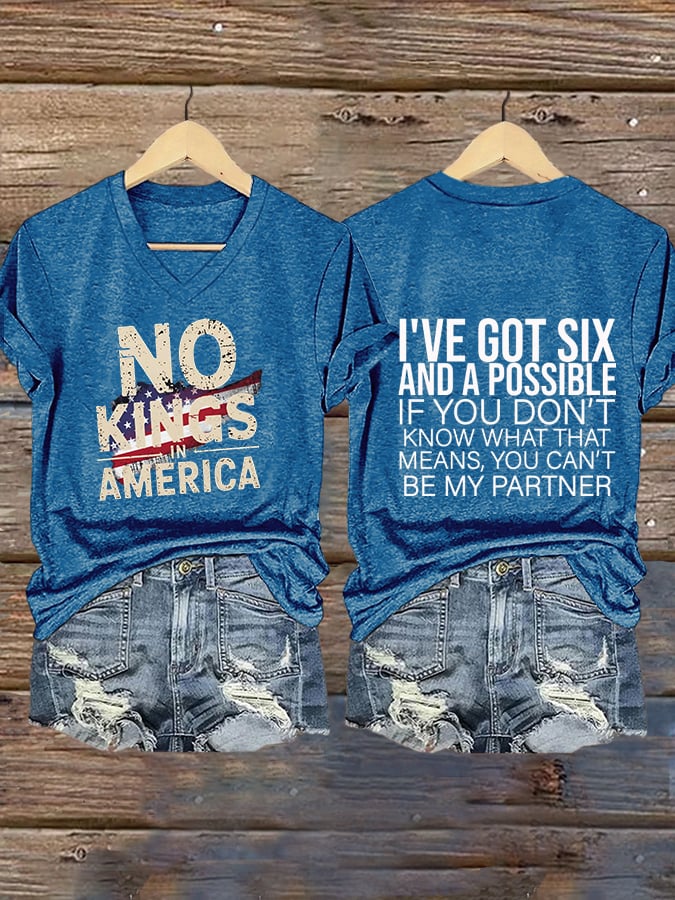 Women's  No Kings Printed Casual T-Shirt