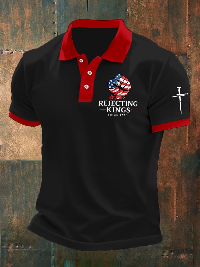 Men's “Rejecting Kings Since 1776” Print Casual Polo