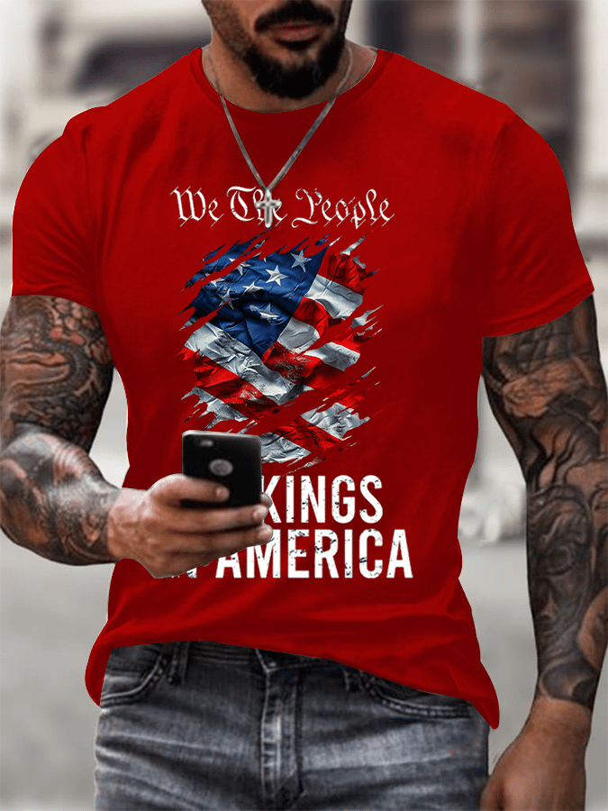 Men's Rejecting Kings Since 1776 Printed Casual T-Shirt