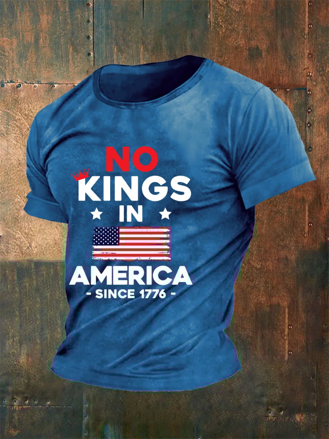 Men's  ”No King in America SINCE 1776“ Print Casual  T-Shirt