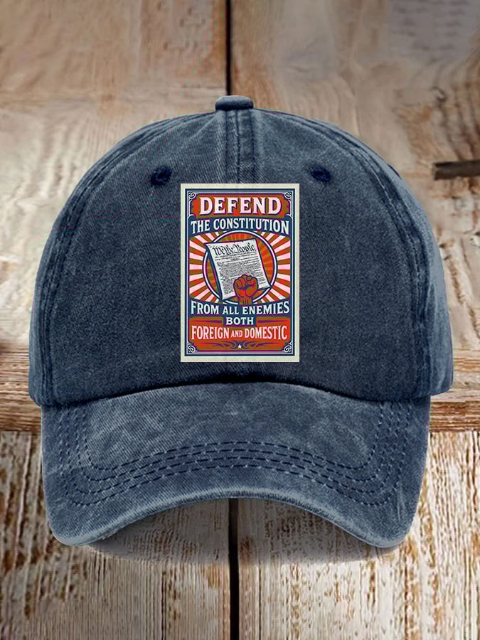 Retro Defend The Constitution From All Enemies Both Foreign And Domestic Print Baseball Cap
