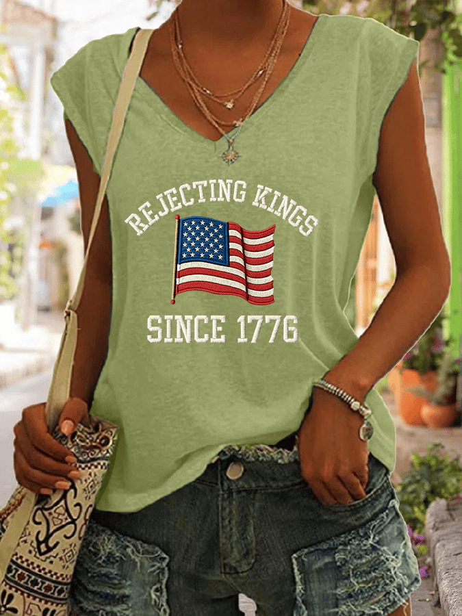 Women's Rejecting Kings Since 1776 Print Casual Vest