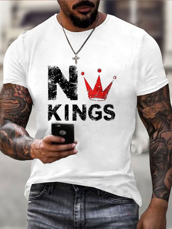 Men's FDT NO KINGS printed casual T-shirt