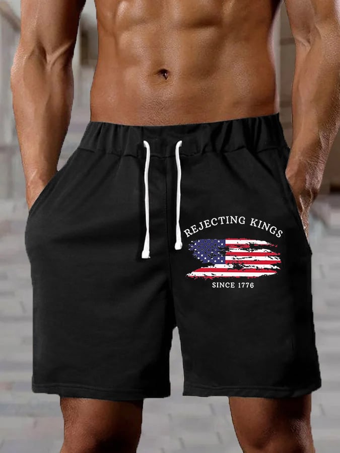 Men's Rejecting Kings Since 1776 Printed  Casual Shorts