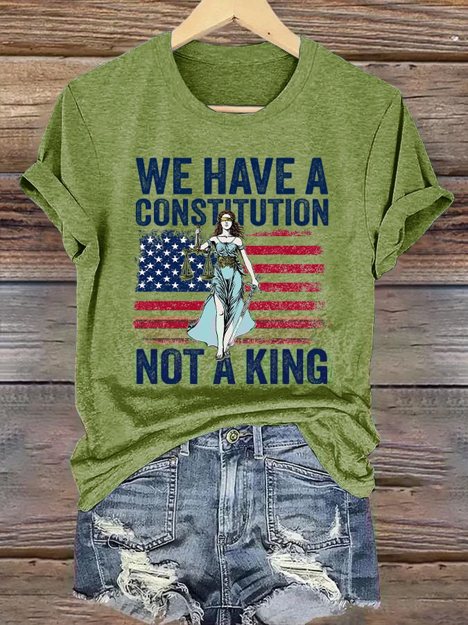 Retro We Have A Constitution Not A King Print T-Shirt