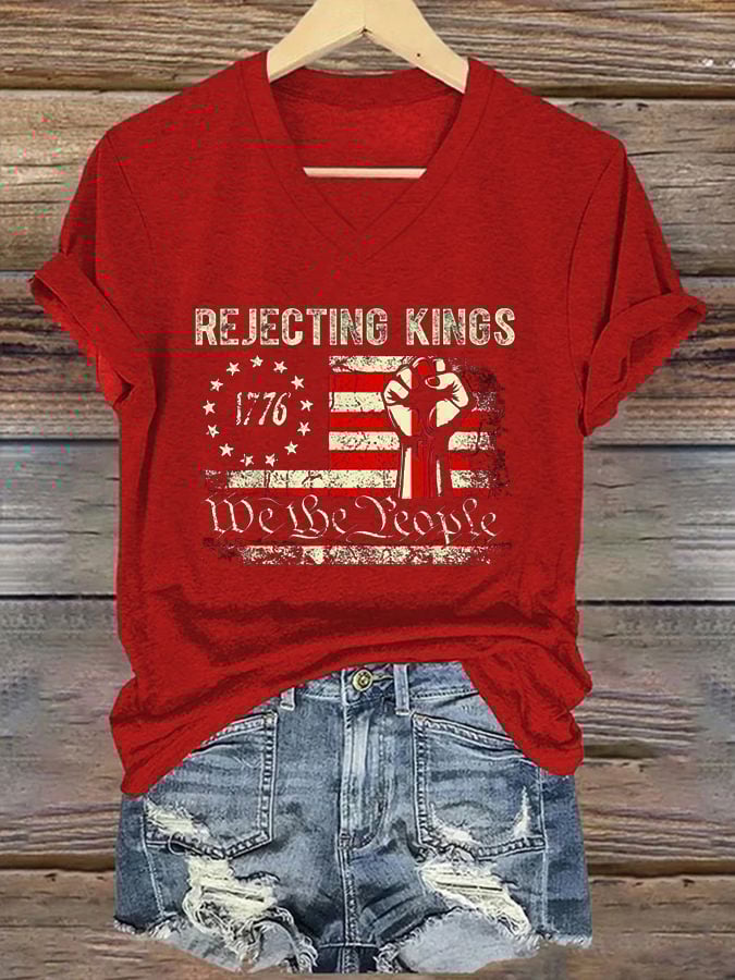 Women's Rejecting Kings Since 1776 Printed Casual T-Shirt